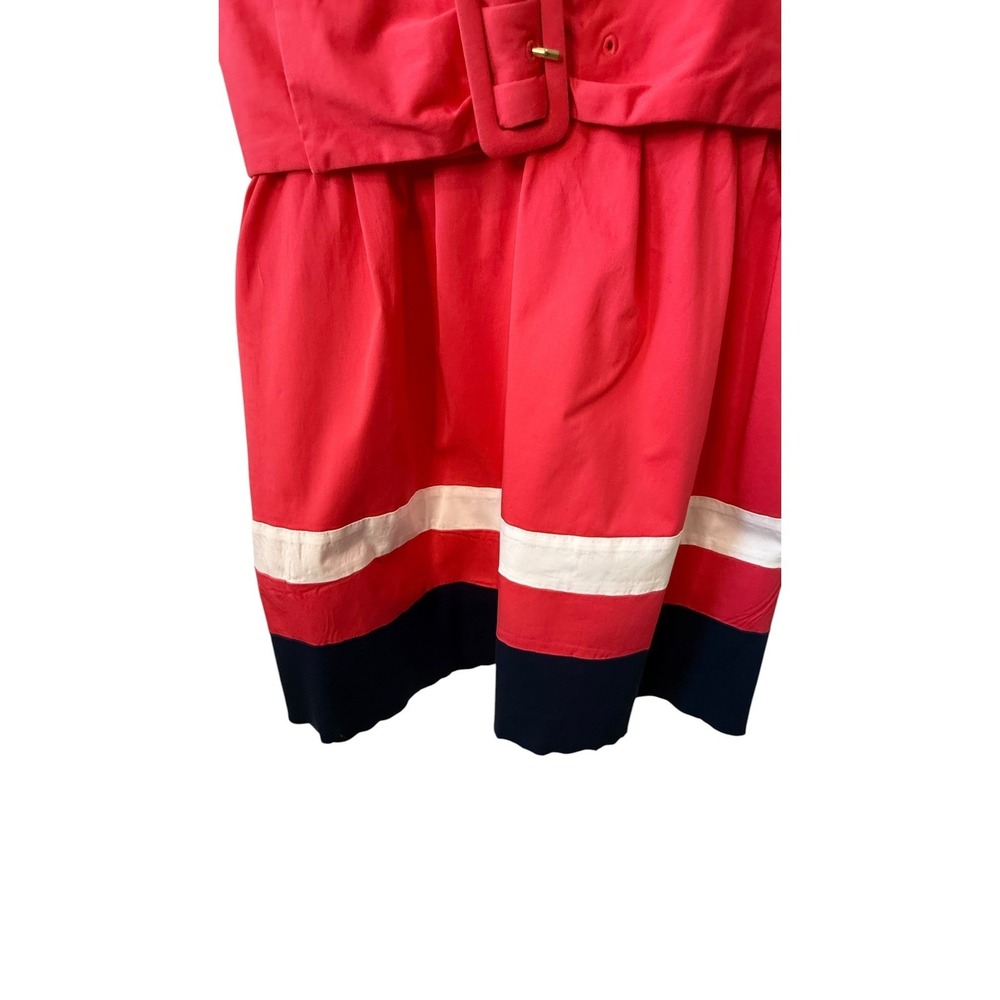 Kate Spade New York "Sawyer" Belted Fit & Flare Dress Pink White Navy Stripe - Picture 3 of 13